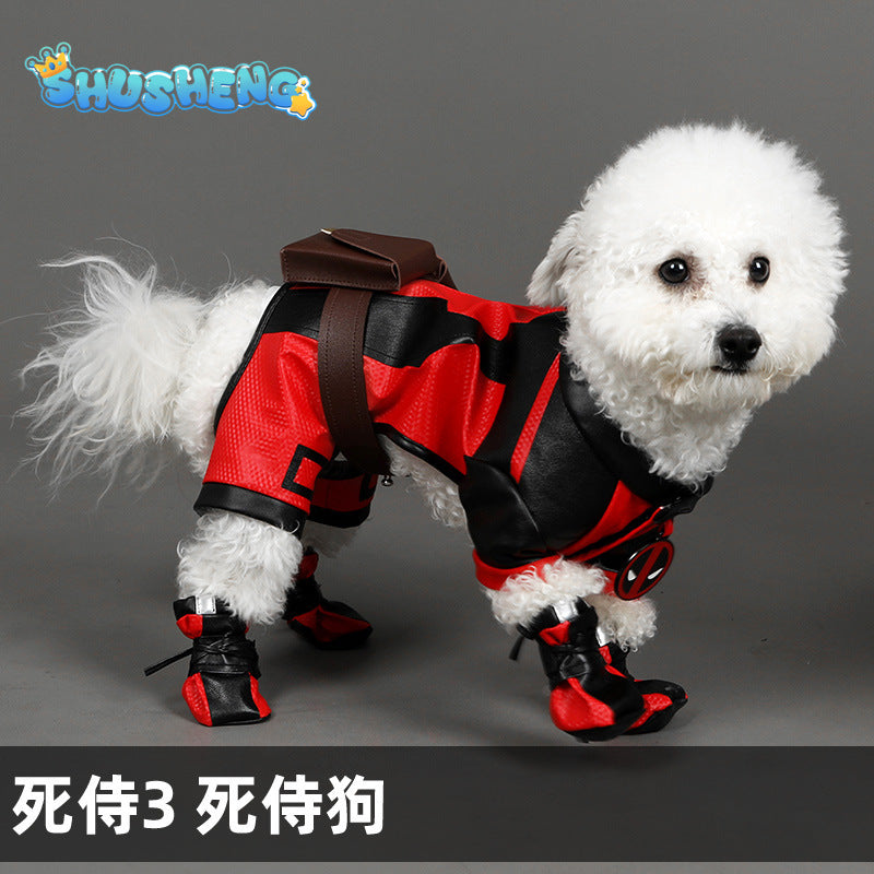 Movie Deadpool Cosplay Costume Dogpool Pet Cos Outfits Dog Cat Superhero Clothing Halloween Carnival Party Comic-con Props Gift