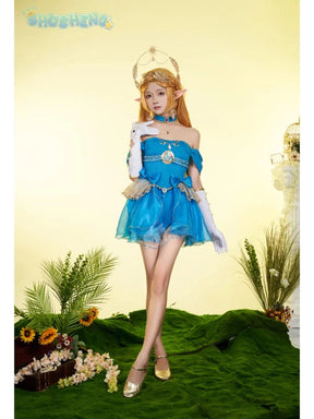 Zelda Cosplay Costume Halloween party wig Elf ears Accessories gorgeous cute Lolita dress Zelda princess Woman set