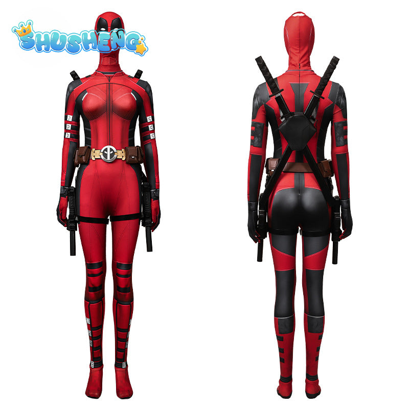 High Quality Lady Dead Cosplay Pool Women Costume Superhero Roleplay Disguise for Female Zentai Jumpsuit Mask Halloween Party