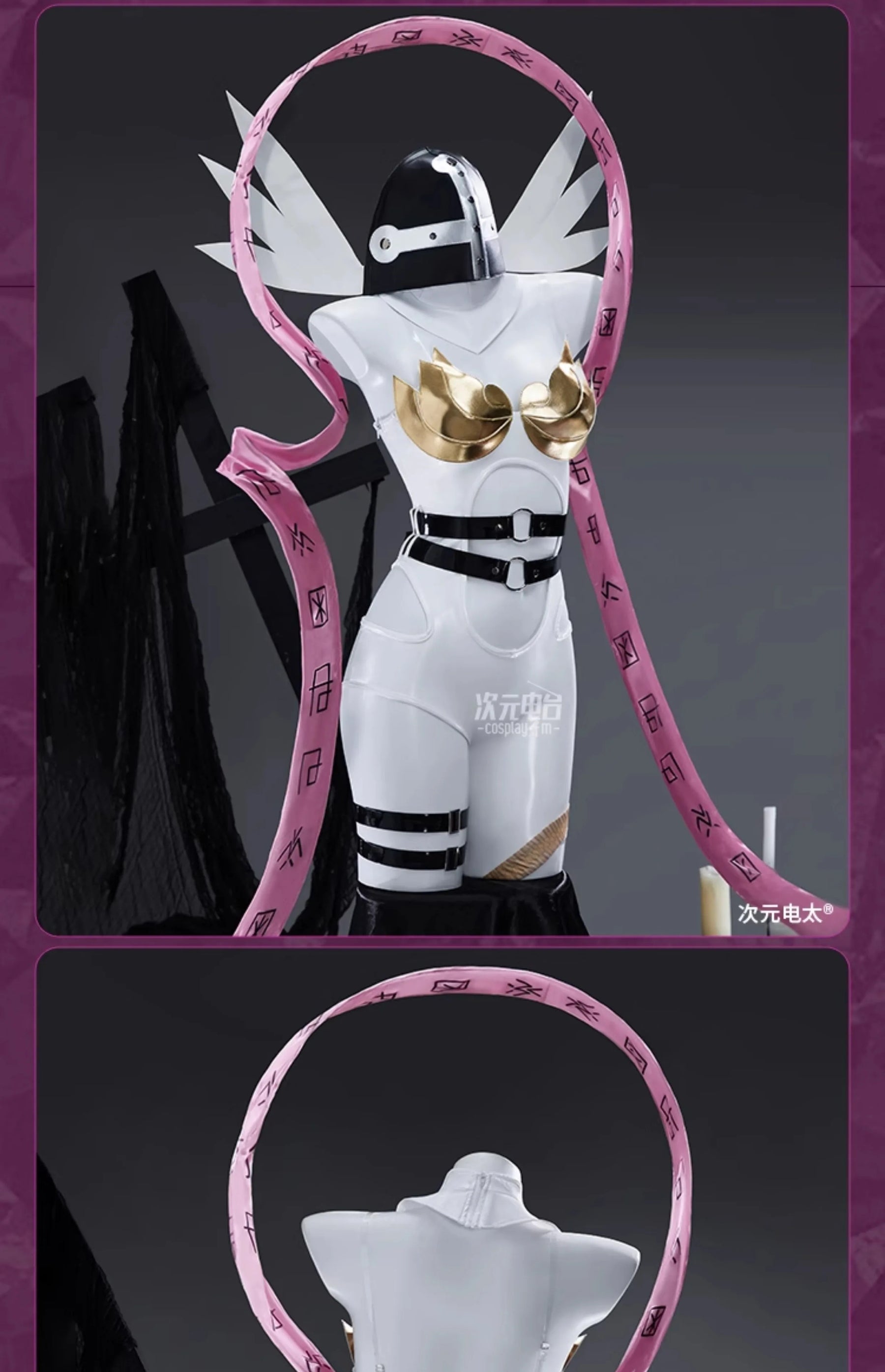 Digimon Adventure New World Cosplay Angewomon Costume Halloween party sexy leather jumpsuit wing prop hat set Woman uniform
