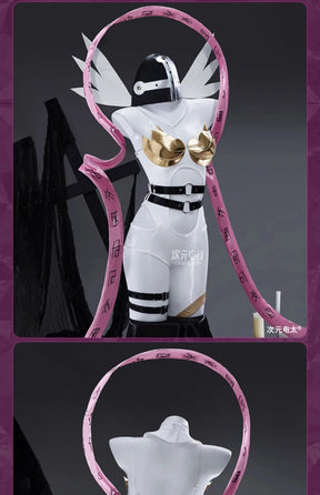 Digimon Adventure New World Cosplay Angewomon Costume Halloween party sexy leather jumpsuit wing prop hat set Woman uniform
