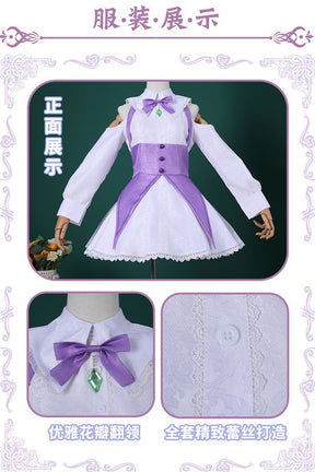 Anime Re:Zero Emilia Cosplay Costume Wigs Suit Coser Halloween Party Role Play Outfit Dress