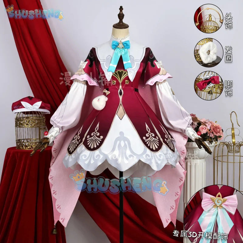 Shusheng-N Honkai Star Rail Hyacine Cosplay Costume Dress Hat Uniform Amphoreus Carnival Halloween Party for Women Girls Props