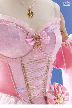 Shusheng-R Anime The Mermaid Princess Gorgeous Pink Lolita  Dress Cosplay Costume S-L