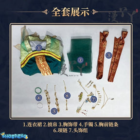 Identity Ⅴ Cosplay Grace Naiad Yao Cai Costume Halloween Carnival Chinese Style Gorgeous Hanfu Dress Props and Accessories Set