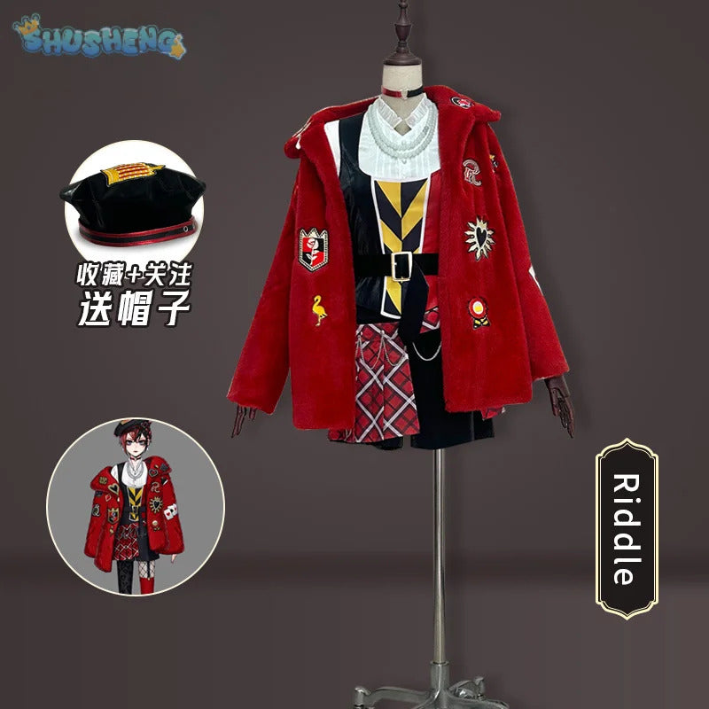 Shusheng-R Anime Riddle Cosplay Twisted-Wonderland Costume Halloween Carnival Fashion Uniform Accessories Prop Jacket Men Women Riddle Set