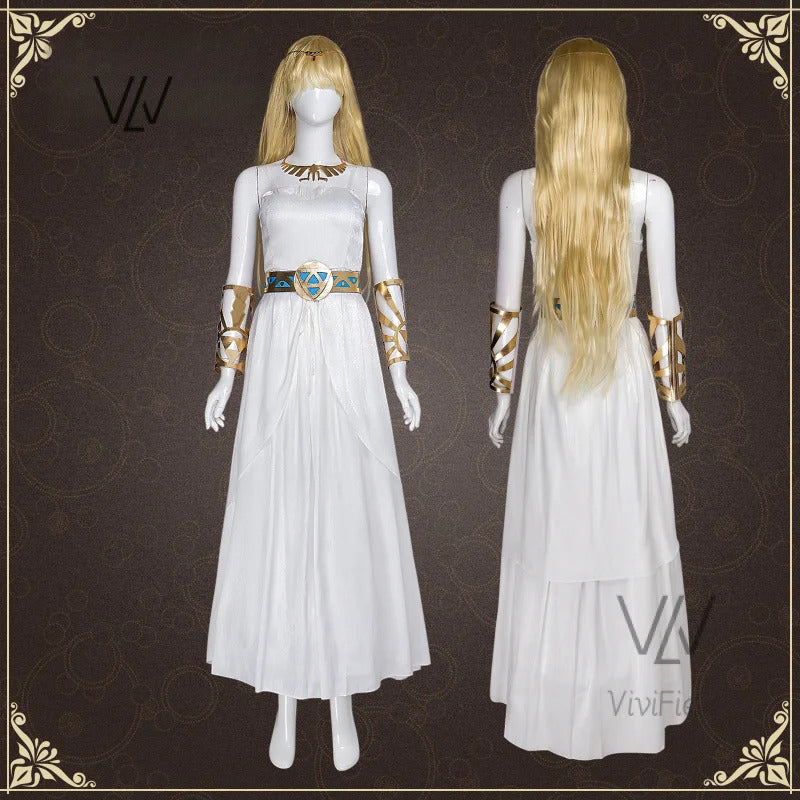 Game Zelda Princess Dress Cosplay Elegant Sexy Fairy Clothing Uniform Headdress Accessories Set Halloween Woman Costume Outfit