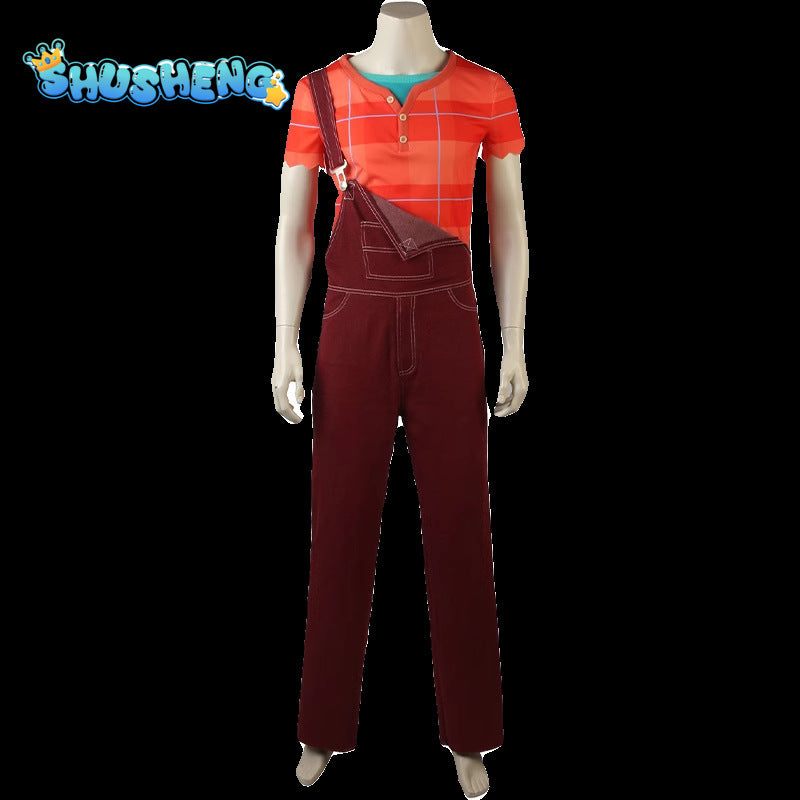 Anime Wreck-It Ralph 2 Cosplay Costume Rompers T-shirt Jumpsuit Men Halloween Party Cosplay Ralph Outfits