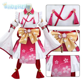 Virtual VTuber Sakura Miko Cosplay Hololive miko Costume Sexy Lolita maid dress wig prop set girls party Christmas gift elite