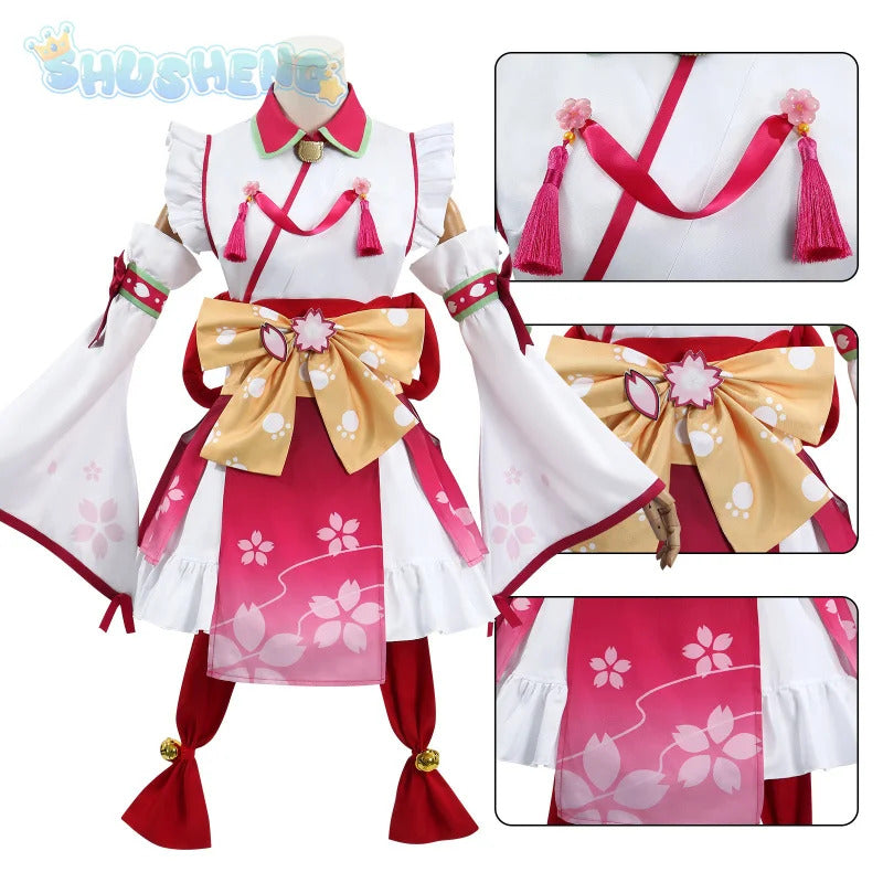 Virtual VTuber Sakura Miko Cosplay Hololive miko Costume Sexy Lolita maid dress wig prop set girls party Christmas gift elite