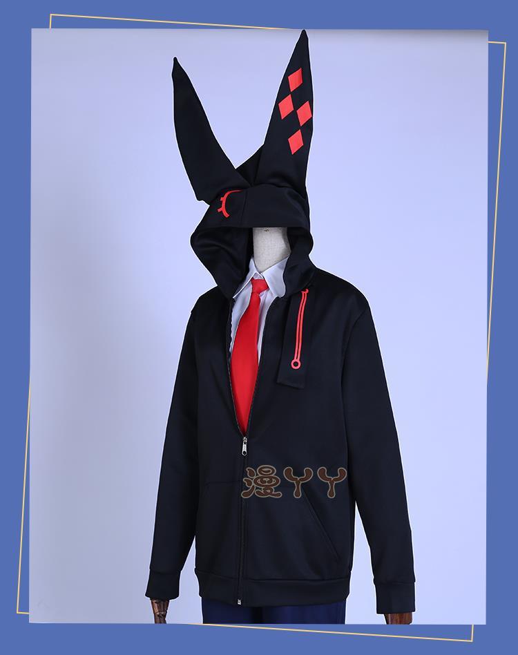 Anime Kurabe Teruto Build Divide Cosplay Costume Black Coat With Long Ear Zip Hoodies Halloween Suit