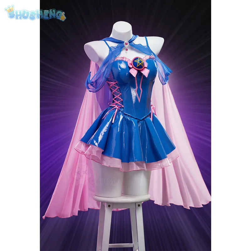 Black Magician Girl BMG Cosplay Dark Magician Girl DMG Costume Sweet leather top skirt headwear prop set Halloween women uniform