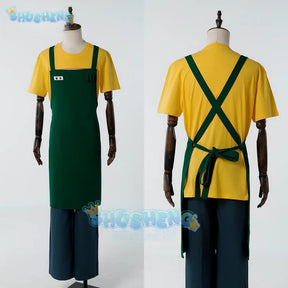 Taro Sakamoto Cosplay Anime Costume Sakamoto Days Lu Shaotang Yellow Pants Apron Glasses Halloween Party Women Men T-Shirt
