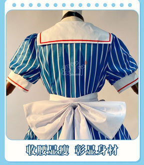 Hatsune Miku Cosplay Costume Anime Mesmerizer Uniform Women Striped Maid Dress Suit Halloween Christmas Carnival Party Dress