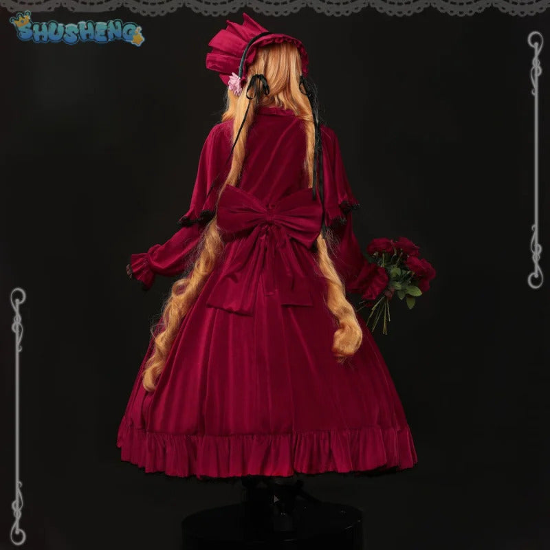 Rozen Maiden Shinku Cosplay Reiner Rubin Costume Cloak accessories Props Halloween carnival gorgeous red oversized dress set