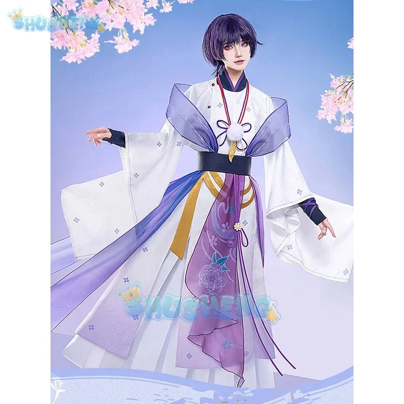 Scaramouche Wanderer Cosplay Costume Hanfu Flower Wedding Dress Game Genshin Impact Men Unifrom Halloween Comic-con Party Suit