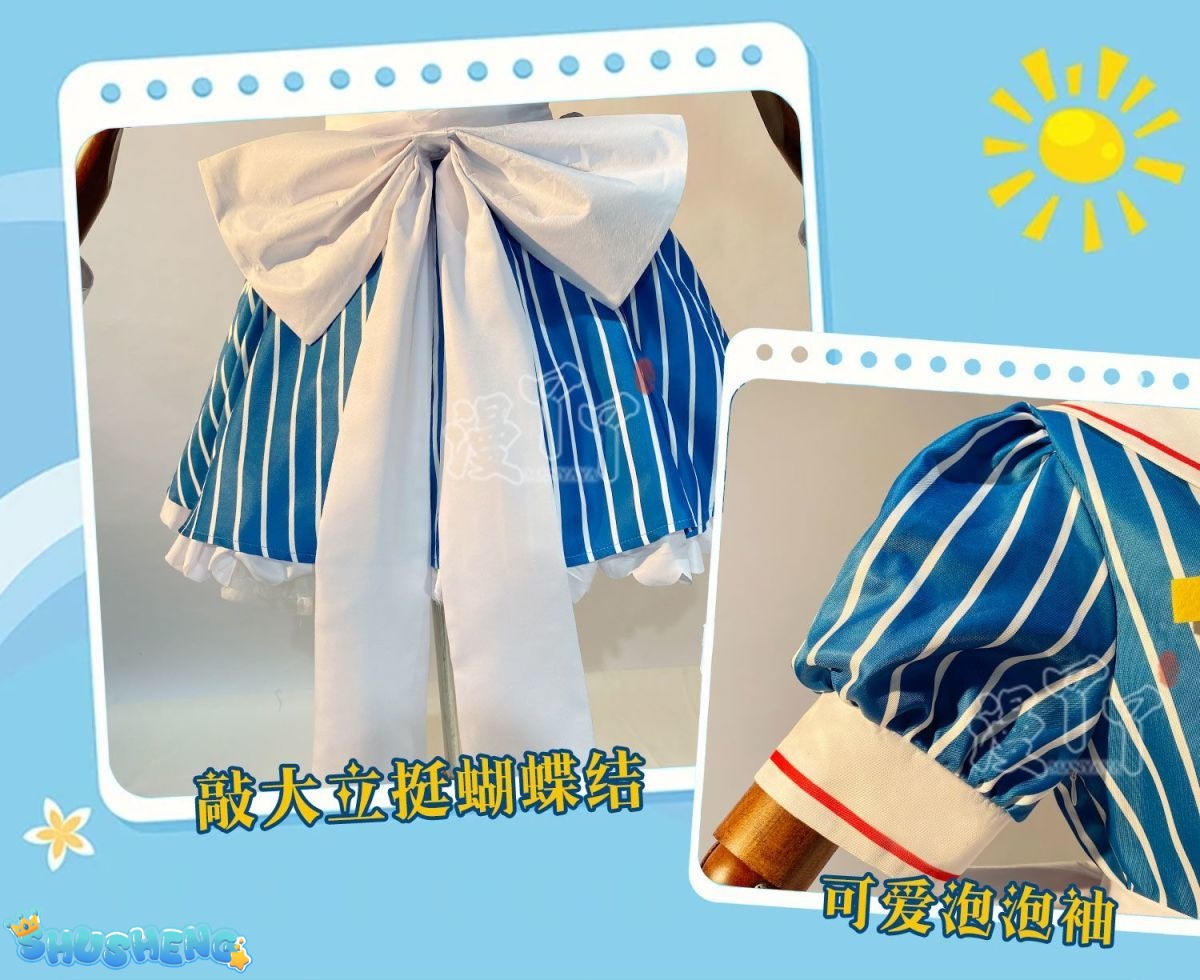 Hatsune Miku Cosplay Costume Anime Mesmerizer Uniform Women Striped Maid Dress Suit Halloween Christmas Carnival Party Dress