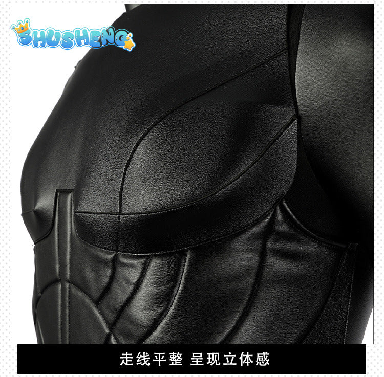 Michael Keaton Superhero Bat Bruce Wayne Cosplay Costume Hero Armor Outfit With Cowl Black Leather Jumpsuit Boots Halloween Suit