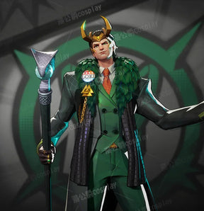Game Rivals Loki Cosplay Fantasy Battle Suit President Costume Adult Men Roleplay Fantasia Outfits for Halloween