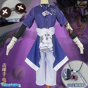 Game Identity V Ganji Gupta Batter Cosplay Costume Wig BLK Uniform Set Halloween Carnival Play Role Party Props Coaplay Clothes