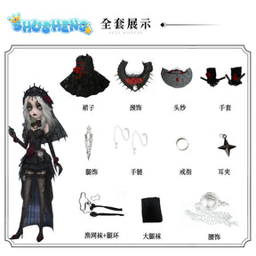 Identity V Ada Mesmer Psychologist Cosplay Night Skin Black Gothic Rose Women Lolita Dress Anime Cospaly Party Suit