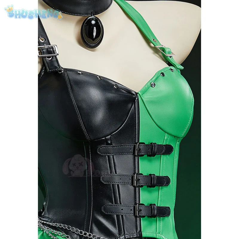 Shego Cosplay Kim Anime Costume Possible Leather top skirt necklace prop set Halloween women's sexy fantasy Shego uniform