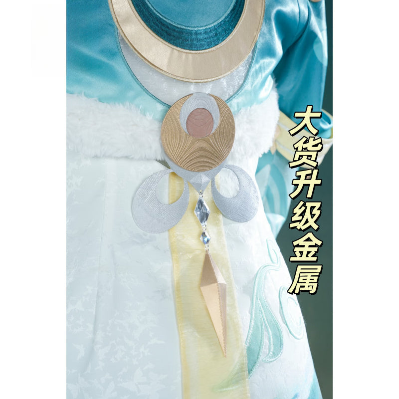 Shusheng-R Genshin Impact Zibai Cosplay Costume Role Play Women Girls Elegant Halloween Party Dress Suit Full Set