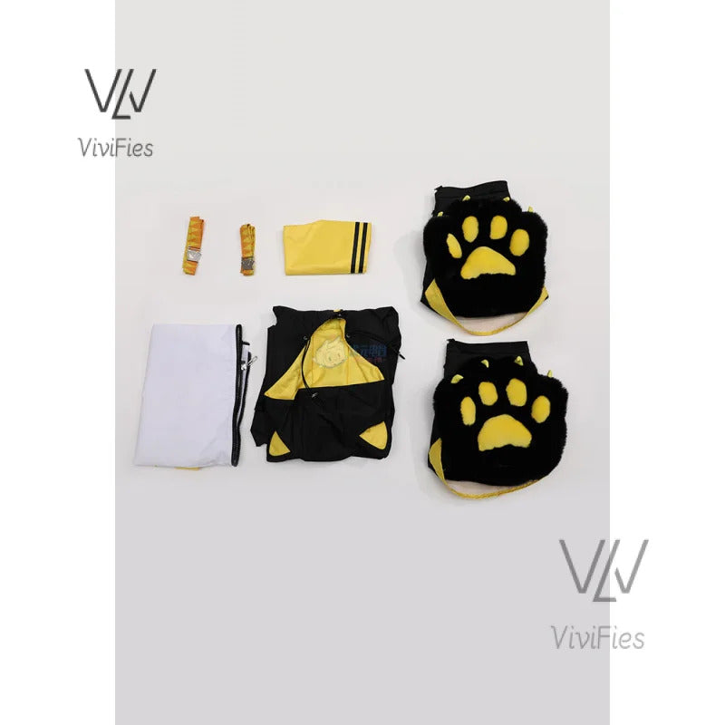 Kagamin Len/Rin Cosplay Costume Rin Kagamin Uniform Len Outfits Ear Cat Claw Cute Halloween Party Play Set for Men and Women