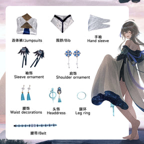 Game Genshin Impact Haagentus Cosplay Costume Beautiful Dress Rompers Scarf Sleevelet Socks Wig Belt