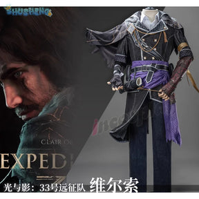 Velsor Clair Obscur: Expedition 33 Cosplay Verso Costume Men's new fantasy Halloween uniform vest shoe cover waist bag props set