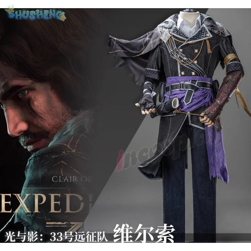 Velsor Clair Obscur: Expedition 33 Cosplay Verso Costume Men's new fantasy Halloween uniform vest shoe cover waist bag props set