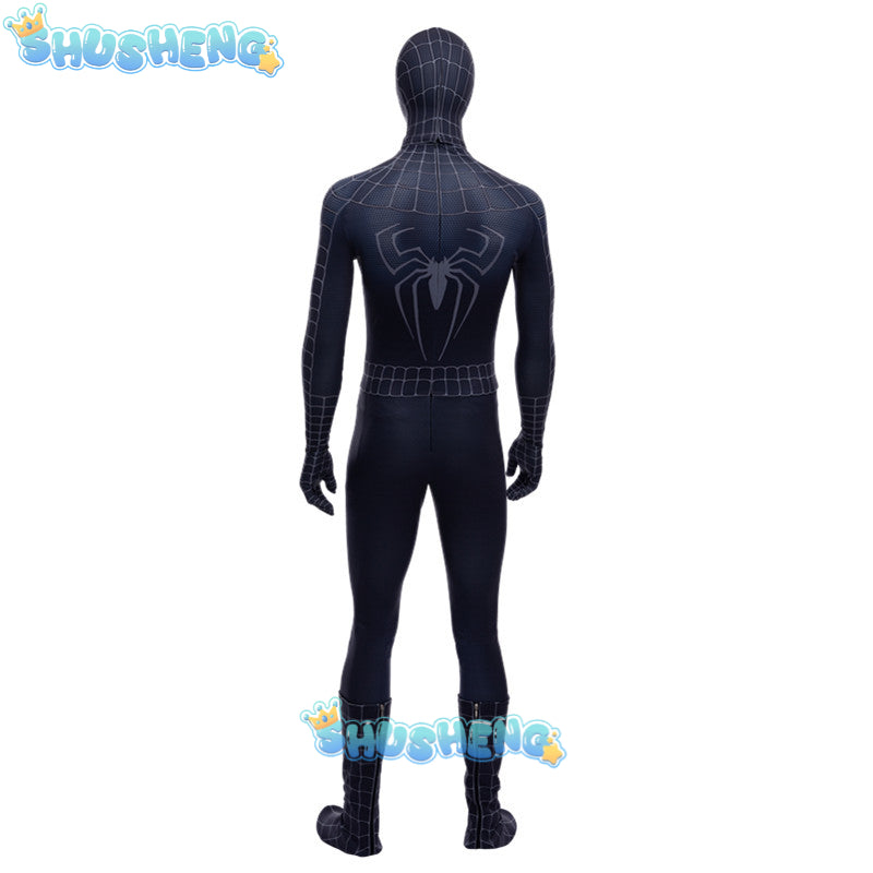 Black Spiderman Costume Cosplay Bodysuit 3D Printed Spandex Superhero Zentai Outfits Halloween Costume BodySuit