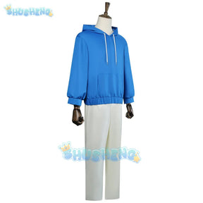 Anime Sakamoto Days Shin Asakura Cosplay Costume Blue Sweatshirt Assassin Halloween Party Women Men Props Accessory