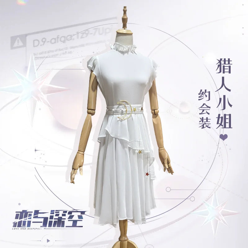 Shusheng Love and Deepspace Heroines Cosplay Costume White Dress Date Outfit Daily Wear Uniform Halloween Party Women Men Props