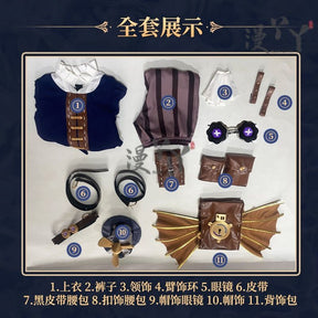 Identity Ⅴ Anne Lester Toy Merchant Cosplay Costume Hat waist bag glasses tie Halloween Gothic casual uniform Woman Man New set