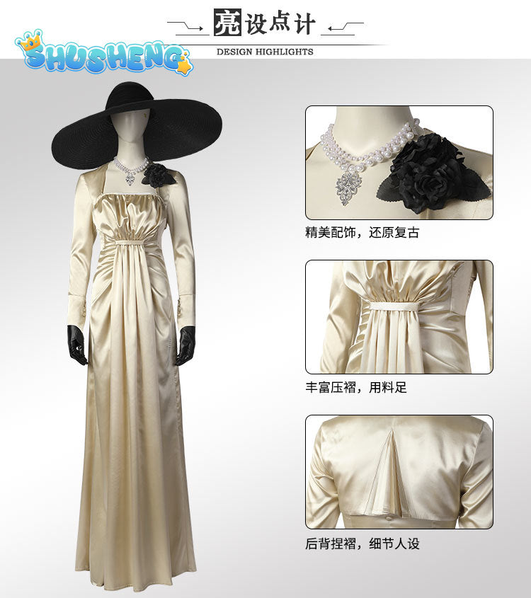 Resident Evil Game Village Alcina Superhero Dimitrescu Role Playing Costume High Quality Sexy Dress