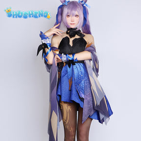 Game Genshin Impact Keqing Cosplay Costume Dress Wig Anime Cosplay Costumes Ke Qing Chinese Style Halloween Costumes for Women