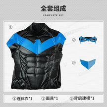 Shusheng-R Nightwing Dick Grayson Cosplay Costume 3D Jumpsuit Catsuit Zentai Man Halloween Party Bodysuit Shoes