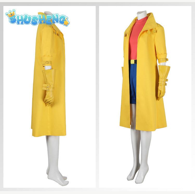 Adult Sexy Female X Police 97 Man Jubilation Lee Jubilee Halloween Carnival Cosplay Costume Yellow Trench Coat