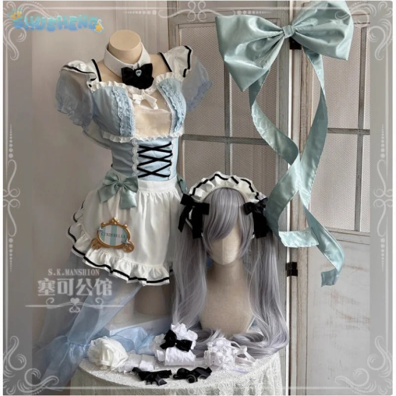 Cinderella Goddess of Victory: Nikke Cosplay Costume Lolita Sweet Maid Dress Accessories Socks Wig Props Halloween Girl Uniform