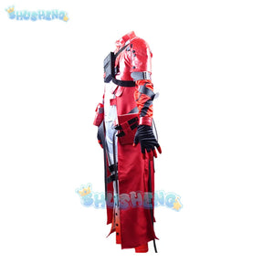 In stock Wuthering Waves Scar Cosplay Costume Wig Men Red Uniform Earrings Electro Congenital Resonator Cortex Halloween Party