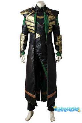 Film Thor：The Dark World Cosplay Loki Odison  Full set of handsome black armor men's uniform