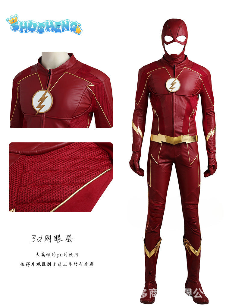 The Flash Season 4 Barry Allen Cosplay New Outfit Red Jumpsuit With Boots Fancy Hero Battle Suit Halloween Carnival Costume