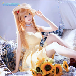 Asuka Langley Soryu Anime EVA Cosplay Costume Halloween Carnival Yellow Summer Sweet Dress Adult Women's New Uniform S-XL