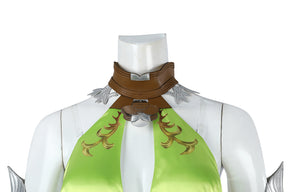 Nophica Cosplay Costume Fantasy XIV:A Realm Reborn Nophica Roleplay Outfit Green Silk Dress Accessories for Halloween Ball Party