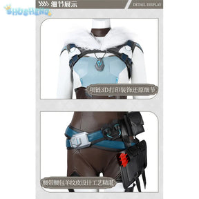 Freja Overwatch OW Cosplay Costume Cloak jumpsuit waist belt vest gloves waist bag shoes prop set Halloween men women uniform