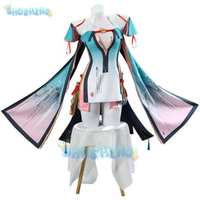 Shusheng wuthering waves Zhezhi cosplay costume wig dress uniform earrings headwear glasses Jinzhou Halloween party women props
