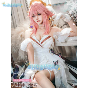 Genshin Impact Yae Miko Dress Flower Marriage Cosplay Costume Cos Game Anime Party Uniform Hallowen Play Role Clothes Clothing