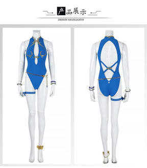 Shusheng-R Street Fighter 6 Chun-Li Cosplay Costume Sexy Swimsuit Props Accessories Women Halloween Carnival Party