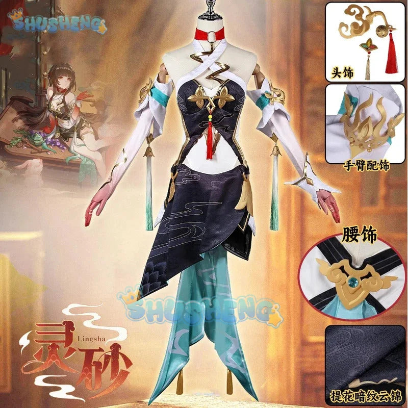 Shusheng Honkai: Star Rail Lingsha Cosplay Costume Uniform Hallowen Carnival Party Play Role Clothes Clothing for Women Men